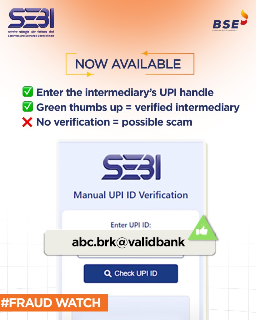 @valid UPI implemented by SEBI